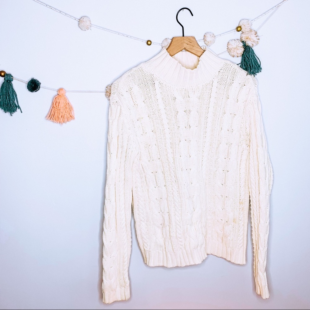 VINTAGE y2k mock cable knit chunky sweater